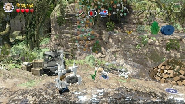Jako Grey podejdź do zniszczonego samochodu i stwórz z klocków wyciągarkę - Na wolności | Jurassic World - opis przejścia - LEGO Jurassic World - poradnik gry