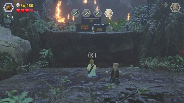 Jako Barry podejdź do miejsca pokazanego na obrazku i użyj haku by opuścić drabinę, którą dostaniecie się na wyższy poziom - Atak | Jurassic World - opis przejścia - LEGO Jurassic World - poradnik gry