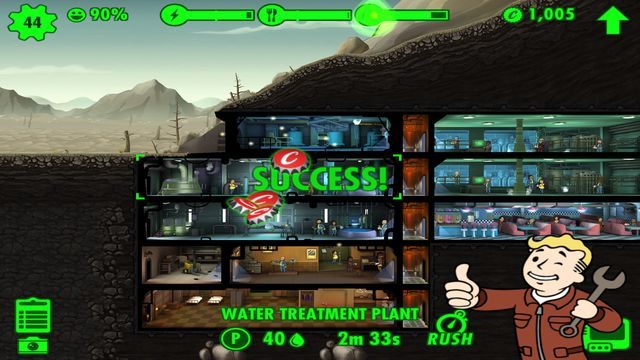 Udane przyśpieszenie pracy nagrodzone jest kilkoma profitami. - Podstawy - interfejs oraz ikony | Podstawy rozgrywki w Fallout Shelter - Fallout Shelter - poradnik do gry