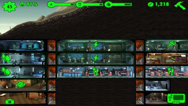 Po nieobecności zarządzanie zacznij od zebrania wszystkich surowców. - Podstawy - interfejs oraz ikony | Podstawy rozgrywki w Fallout Shelter - Fallout Shelter - poradnik do gry