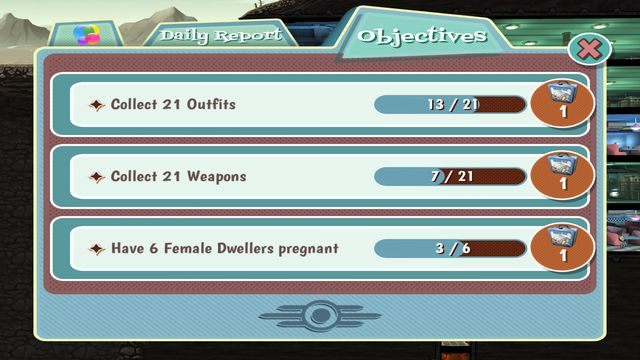 Zadania premiowane skrzynką z zasobami są nieco trudniejsze, jednakże warte wysiłku. - Porady ogólne | Podstawy rozgrywki w Fallout Shelter - Fallout Shelter - poradnik do gry