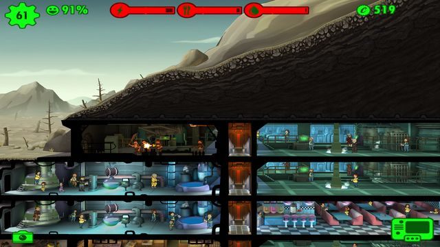 Łupieżcy podczas ataku kradną Twoje zapasy, co symbolizowane jest przez migające ikony. - Ataki łupieżców | Podstawy rozgrywki w Fallout Shelter - Fallout Shelter - poradnik do gry