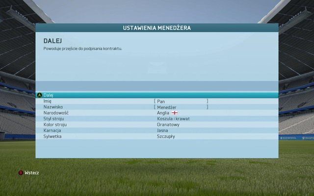 Dalej pozostaje nam już tylko stworzenie profilu naszego menedżera, czyli wybranie imienia i nazwiska, jego narodowości oraz ogólników dotyczących wyglądu - jego sylwetki i koloru oraz stylu ubrania noszonego w trakcie spotkań - Rozpoczynamy rozgrywkę! | Kariera menedżerska w FIFA 16 - FIFA 16 - poradnik do gry