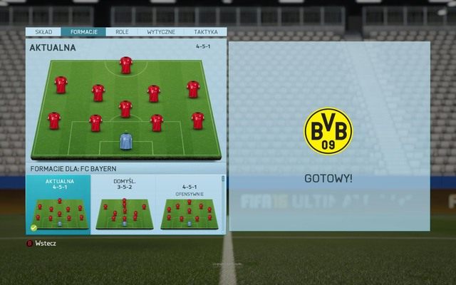 Kolejny panel umożliwia nam na dowolne wybranie jednej z kilkudziesięciu dostępnych w grze formacji - mamy tutaj wszystkie popularne ustawienia w kilku wariantach taktycznych, zarówno skupionych na ofensywie, jak i na zadaniach znacznie bardziej obronnych - Formacje | Zarządzanie składem w FIFA 16 - FIFA 16 - poradnik do gry