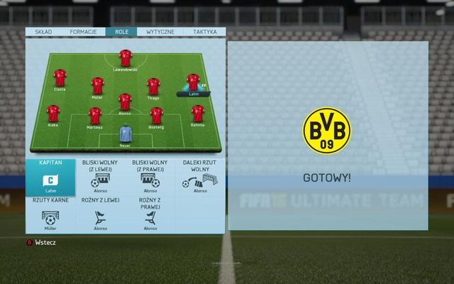 Panel roli umożliwia nam szybkie i łatwe przydzielenie zawodników do odpowiednich, stałych zadań w trakcie rozgrywanego spotkania - Role | Zarządzanie składem w FIFA 16 - FIFA 16 - poradnik do gry