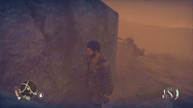 Chowając się między dużymi skałami możesz bezpiecznie przeczekać burzę. - Burza w Mad Max | Informacje o świecie - Mad Max - poradnik do gry