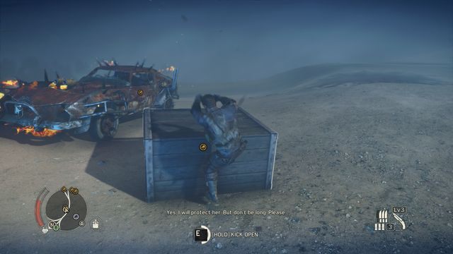 Jeżeli skrzynia Ci ucieka złap ją na harpun, dalej już nie poleci. - Jak zdobywać Złom w Mad Max? | Informacje o świecie - Mad Max - poradnik do gry