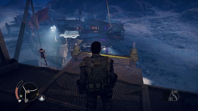 Zjazd po linie gwarantuje szybkie przejście do drugiej wieży. - Rdza i Ropa w Mad Max | Terytorium, którym włada Spojówka - mapy - Mad Max - poradnik do gry