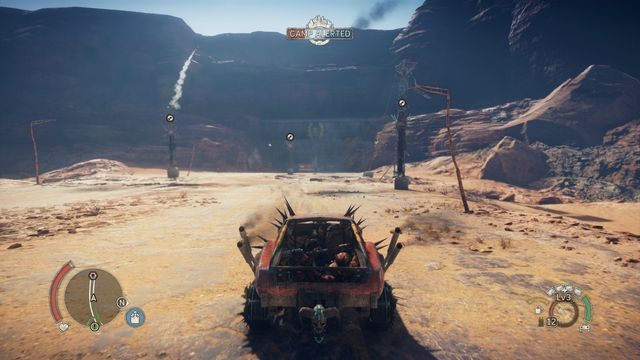 Wieżyczki albo zniszcz po kolei, albo szybko omiń. - Wielkie Szczyty w Mad Max | Terytorium, którym włada Spojówka - mapy - Mad Max - poradnik do gry