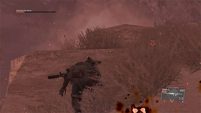 Za skałami chowaj się tylko gdy musisz odnowić stan zdrowia - Pierwsza faza pojedynku z Sahelanthropusem | Jak pokonać Sahelanthropusa (finałowy boss rozdziału 1)? - Metal Gear Solid V: The Phantom Pain - poradnik do gry