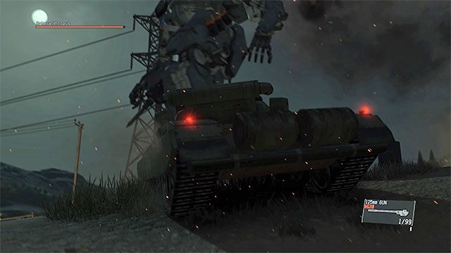 W okolicy zaparkowano kilka wojskowych maszyn - Pierwsza faza pojedynku z Sahelanthropusem | Jak pokonać Sahelanthropusa (finałowy boss rozdziału 1)? - Metal Gear Solid V: The Phantom Pain - poradnik do gry