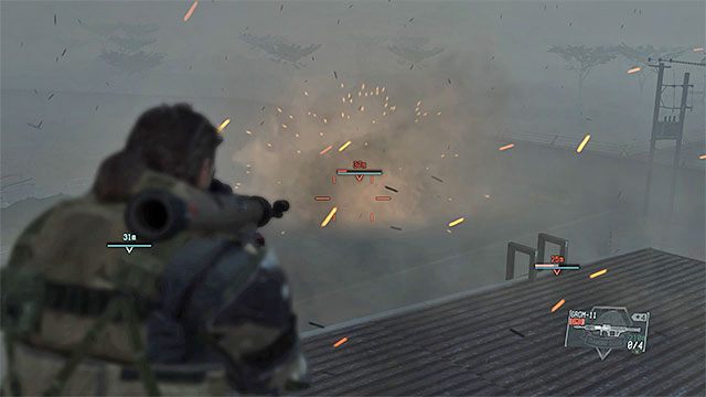 Skullsów najlepiej ponownie atakować z dachu niedostępnego dla nich budynku - Misja 42 - [Extreme] Metallic Archaea | Misja 42 | Solucja Metal Gear Solid V - Metal Gear Solid V: The Phantom Pain - poradnik do gry