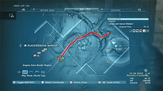 Po tym jak dotrzesz w okolice posterunku numer 20 musisz skręcić na północny-wschód - Dotarcie do strefy przemysłowej Ngumba | Misja 20 - Voices - Metal Gear Solid V: The Phantom Pain - poradnik do gry