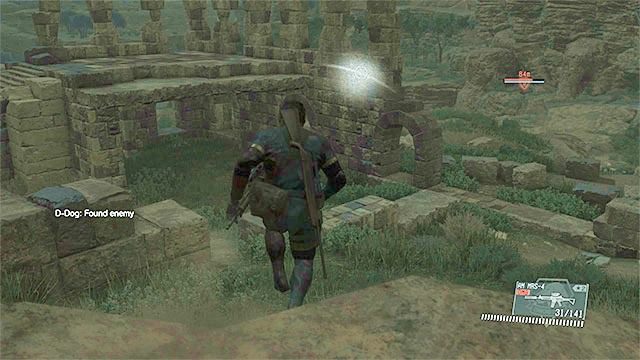 D-Dog pomoże ci w ponownym zlokalizowaniu pani snajper - Pojedynek z Quiet - ogólne założenia | Misja 11 - Cloaked in Silence - Metal Gear Solid V: The Phantom Pain - poradnik do gry
