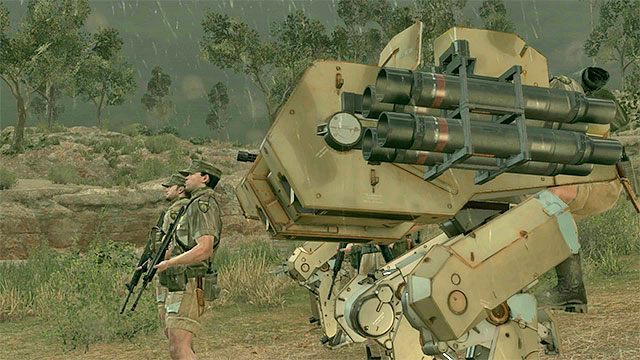 W okolice bazy dotrą po pewnym czasie m.in. wrogowie używający maszyn kroczących - Ucieczka z pola naftowego | Misja 13 - Pitch Dark | Solucja Metal Gear Solid V - Metal Gear Solid V: The Phantom Pain - poradnik do gry