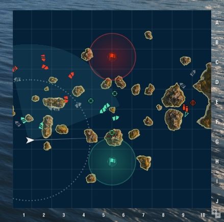 Dolny prawy róg ekranu zajmuje minimapa - Bitwa w World of Warships | Interfejs gry - World of Warships - poradnik do gry