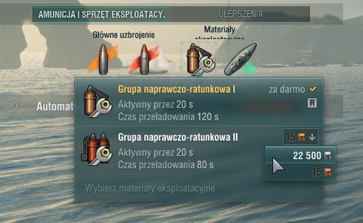 Z materiałów eksploatacyjnych w wersji premium korzystaj tylko w przypadku okrętów tieru V+ oraz tych zostawionych dla zabawy. - Materiały eksploatacyjne w World of Warships | Mechanika gry - World of Warships - poradnik do gry