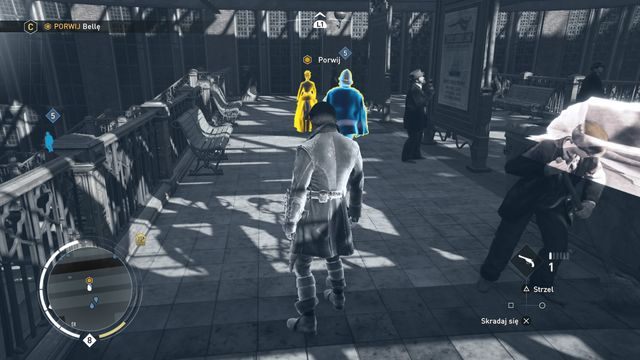 Dla ułatwienia możesz pozbyć się policjanta spacerującego w pobliżu Belli. - 08 - Genialny plan | Wspomnienia Karola Dickensa | Assassins Creed Syndicate - Assassins Creed: Syndicate - poradnik do gry