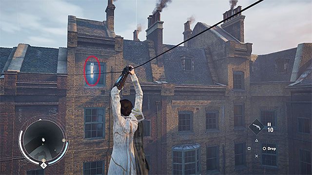 Zakłócenie to zawieszone jest wysoko nad ulicą, między budynkami - Whitechapel | Zakłócenia Helixa | Assassins Creed Syndicate - Assassins Creed: Syndicate - poradnik do gry