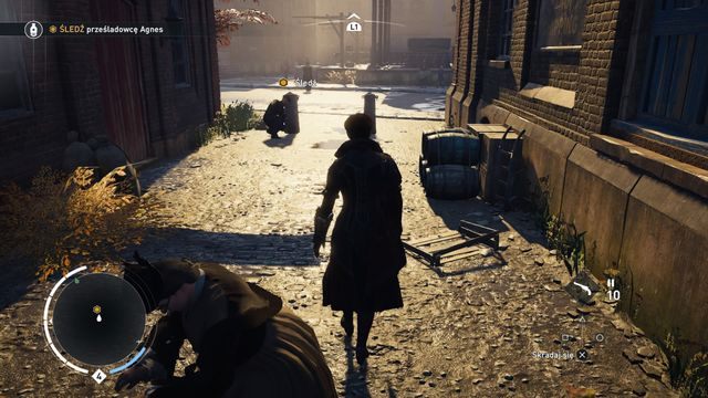 Spokojnie podążaj za mężczyzną obserwującym Agnes. - 01 - Tropem prześladowcy | Kryjówka w pociągu | Assassins Creed Syndicate - Assassins Creed: Syndicate - poradnik do gry