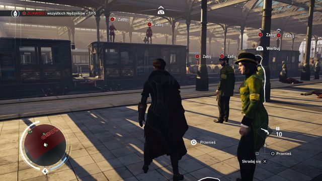 Na stacji Skokierzy wspomogą Cię w walce. - 01 - Tropem prześladowcy | Kryjówka w pociągu | Assassins Creed Syndicate - Assassins Creed: Syndicate - poradnik do gry