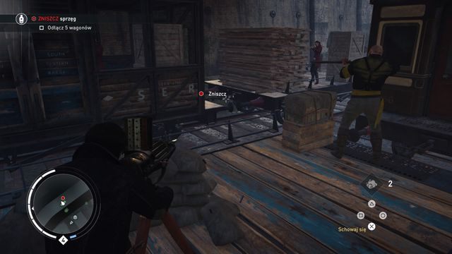 Niszcz wskazane zaczepy, aby wykonać cel dodatkowy. - 03 - Czołem, panie Gatling | Kryjówka w pociągu | Assassins Creed Syndicate - Assassins Creed: Syndicate - poradnik do gry