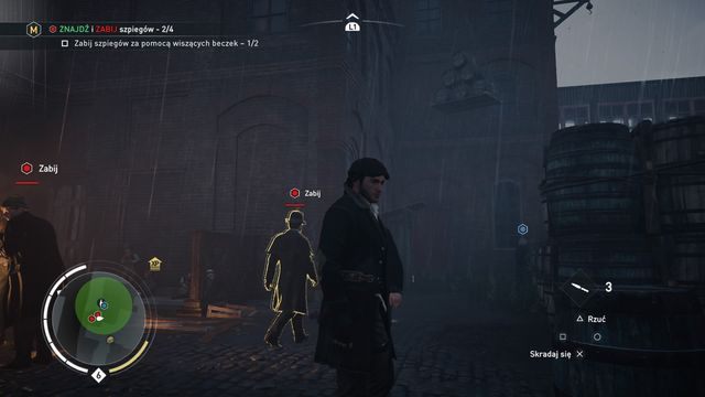 W kilku punktach szpiedzy będą mijać wiszące beczki. - 01 - Zabawa w kotka i myszkę | Wspomnienia Karola Marksa | AC Syndicate - Assassins Creed: Syndicate - poradnik do gry