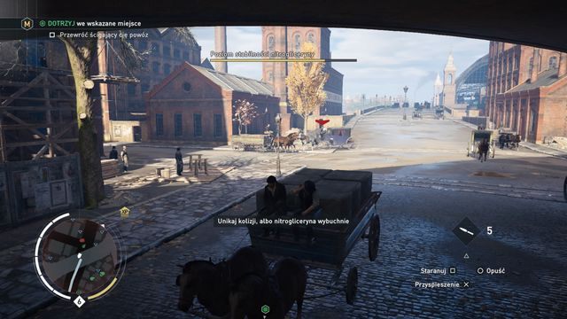 Aby wypełnić cel opcjonalny staranuj goniący Cię powóz. - 03 - Anarchistyczna interwencja | Wspomnienia Karola Marksa | AC Syndicate - Assassins Creed: Syndicate - poradnik do gry