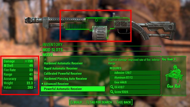 Aby dokonać modyfikacji, wybierz interesujące Cię ulepszenie, a następnie opcję modyfikuj - Ulepszanie broni w Fallout 4 | Bronie i ulepszenia - Fallout 4 - poradnik do gry