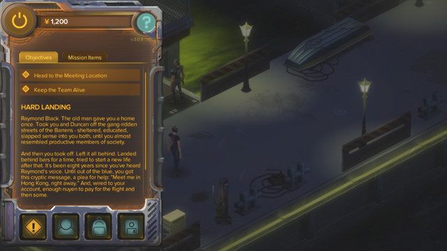 Ekran misji - widoczne są tu cele, opis zadania oraz aktualna kwota pienieżna - Hard Landing - zadanie główne - Shadowrun: Hong Kong - poradnik do gry