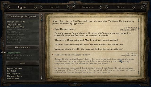 Aby otworzyć drzwi baterii Durgana należy kierować się zdobytą inkantacją. - Bateria Durgana (Durgans Batery) - zadanie główne | Rozpoczęcie przygody - Pillars of Eternity: The White March Part I - poradnik do gry