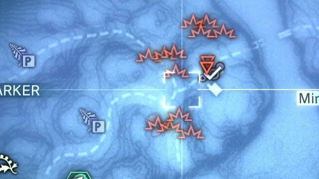 Opis: Po dotarciu do doliny Lufwa Valley postaraj się zabezpieczyć niewielkie obozowisko znajdujące się w dżungli, bo wokół niego jest poszukiwane pole minowe, które prezentuje powyższy obrazek - Opisy misji (Side-Ops) 91-100 | Poboczne misje | Solucja Metal Gear Solid V - Metal Gear Solid V: The Phantom Pain - poradnik do gry