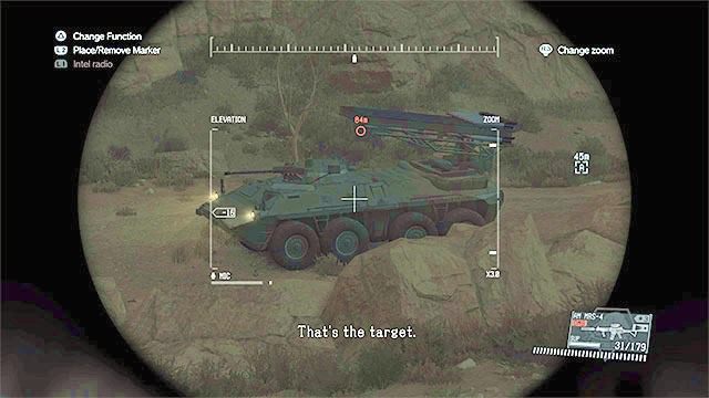 Główny cel to wóz APC, ale do zneutralizowania jest też sześciu żołnierzy - Opisy misji (Side-Ops) 91-100 | Poboczne misje | Solucja Metal Gear Solid V - Metal Gear Solid V: The Phantom Pain - poradnik do gry