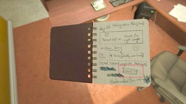 Obok notesu zawierającego kod dostępu znajdziesz także komputer i artykuł do przeczytania. - 02 - Metro / Laboratorium Davida Munshi | Znajdźki SOMA - SOMA - poradnik do gry