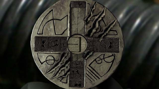 Najpierw z lewego ramienia krzyża przesuń dwa kwadraty na prawe, a jeden (właściwy wzór) na dół - Otwieranie drzwi wieży | Czwarta wieża w Armikrog - Armikrog - poradnik do gry