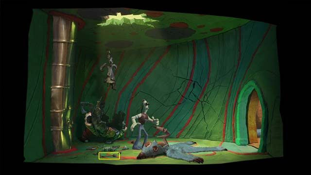 Tym razem salka będzie mieć inny kolor (zielony) i wygląd - zainteresuj się oddychającą zwierzęcą skórą na podłodze - Dwa pomieszczenia za tymi samymi drzwiami | Pierwsza wieża w Armikrog - Armikrog - poradnik do gry