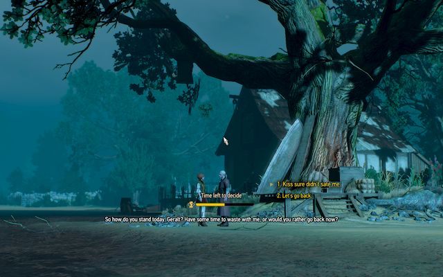 Kluczowa decyzja następuje pod drzewem, gdzie możesz odmówić wspólnego spędzania czasu - W księżycową jasną noc (A Midnight Clear) | Zadania główne | Wiedźmin 3 - Wiedźmin 3: Serca z Kamienia - poradnik do gry