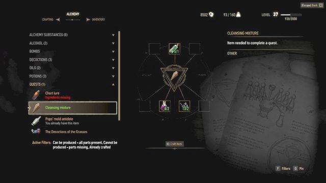 W pierwszej kolejności sporządź eliksir - Sezamie, otwórz się: Wiedźmińskie przyprawy (Open Sesame! - Witcher Seasonings) - główne zadanie | Zadania główne - Wiedźmin 3: Serca z Kamienia - poradnik do gry