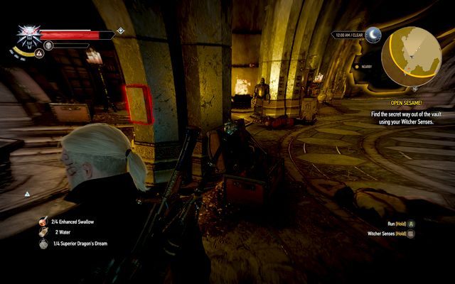 Płyta naciskowa na ścianie otwierająca sekretne przejście - Sezamie, otwórz się! (Open Sesame!) - część II | Zadania główne | Wiedźmin 3 - Wiedźmin 3: Serca z Kamienia - poradnik do gry