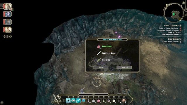 Po wykonaniu zadania, ze zniszczonego powozu zbierz specjalną miksturę (Rage Potion) i wróć do bramy prowadzącej do kanałów - Making an Entrance - Zadanie główne | City Gates M3 | Sword Coast Legends - Sword Coast Legends - poradnik do gry