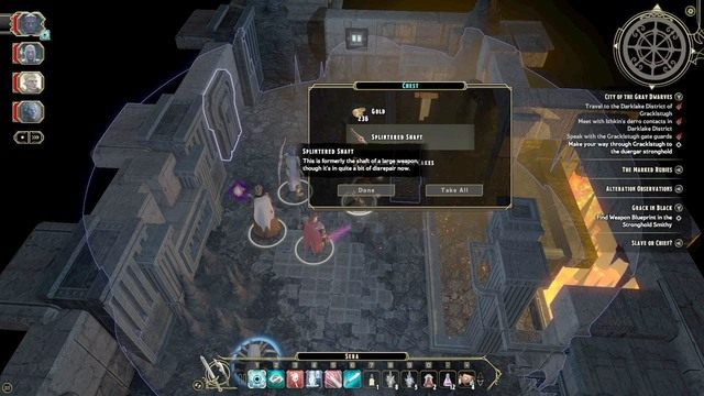 Po zdobyciu czterech amuletów, udaj się do głównego wejścia miasta Gracklstugh (M11, Gracklstugh Gate Guard) i porozmawiaj ze strażnikami - City of the Grey Dwarves - Zadanie główne | Forlorn Cliffs / Darklake District M11 - Sword Coast Legends - poradnik do gry