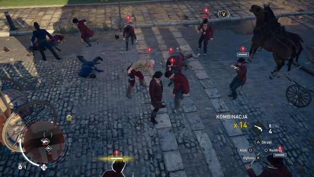 Przeciwnicy blisko śmierci - zaatakowanie jednego z nich rozpocznie serię zabójstw. - Atuty w Assassins Creed Syndicate - Assassins Creed: Syndicate - poradnik do gry