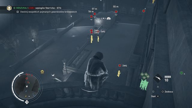 Zlokalizuj gwardzistów (kolor zielony) i szybko wyeliminuj pilnującego ich szpiega. - 04 - Pamiętna noc | Solucja Assassins Creed Syndicate - Assassins Creed: Syndicate - poradnik do gry