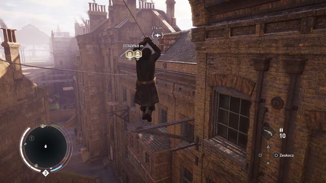 Używanie linki ułatwia i przyśpiesza przemieszczanie się pomiędzy oddalonymi budynkami. - Swobodny bieg | Poruszanie się | Assassins Creed Syndicate - Assassins Creed: Syndicate - poradnik do gry