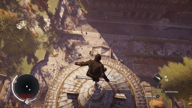 Wykonując skok wiary możesz szybko zejść z punktu widokowego. - Synchronizacja i szybka podróż | Poruszanie się | Assassins Creed Syndicate - Assassins Creed: Syndicate - poradnik do gry