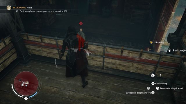W magazynie użyj wzroku orła, aby zlokalizować znajdującego się na samym dole dżentelmena, który posiada klucz - Sekwencja 2 - Prosty plan | Solucja Assassins Creed Syndicate - Assassins Creed: Syndicate - poradnik do gry