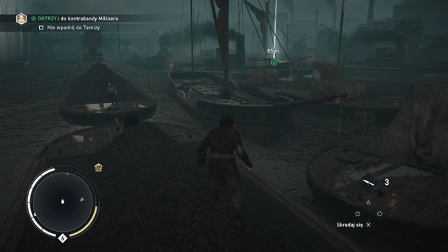 Wykorzystuj rozmieszczone na rzece elementy, aby nie wskoczyć do wody. - 03 - Przetrwają najsilniejsi | Solucja Assassins Creed Syndicate - Assassins Creed: Syndicate - poradnik do gry