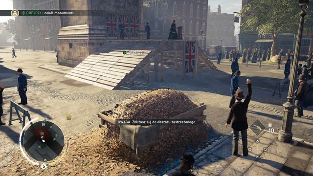 Ze stogu siana możesz szybko przemknąć pod drewnianą platformę. - 07 - Pokój z widokiem | Solucja Assassins Creed Syndicate - Assassins Creed: Syndicate - poradnik do gry
