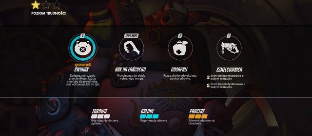 Wieprzu to przedstawiciel Tanków przez co jest niezwykle wytrzymały, a dodatkowo jest w stanie samemu się uleczyć za pomocą umiejętności Odsapnij co jeszcze bardziej zwiększa jego przeżywalność - Bohaterowie polecani na start | Bohaterowie w Overwatch - Overwatch - poradnik do gry