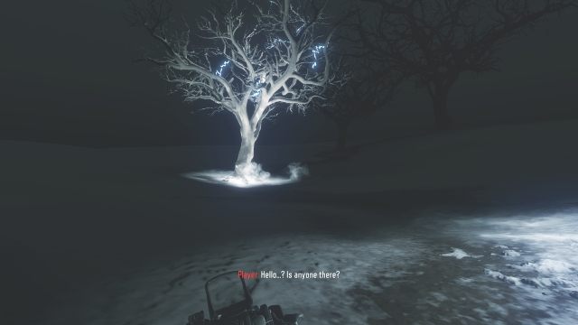 Po zniszczeniu robota, znajdziesz się w ciemnym świecie, w którym ujrzysz jedynie kilka drzew - 08 - Wewnętrzny demon | Opis przejścia w Enemy Front - Call of Duty: Black Ops III - poradnik do gry